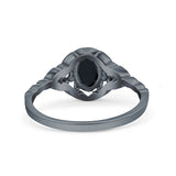 Art Deco Oval Vintage Style Bridal Wedding Engagement Ring Simulated Cubic Zirconia 925 Sterling Silver