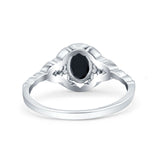 Art Deco Oval Vintage Style Bridal Wedding Engagement Ring Simulated Cubic Zirconia 925 Sterling Silver