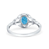 Art Deco Oval Vintage Style Bridal Wedding Engagement Ring Simulated Cubic Zirconia 925 Sterling Silver