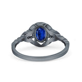 Art Deco Oval Vintage Style Bridal Wedding Engagement Ring Simulated Cubic Zirconia 925 Sterling Silver