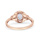Art Deco Oval Vintage Style Bridal Wedding Engagement Ring Simulated Cubic Zirconia 925 Sterling Silver