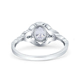 Art Deco Oval Vintage Style Bridal Wedding Engagement Ring Simulated Cubic Zirconia 925 Sterling Silver