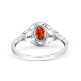 Art Deco Oval Vintage Style Bridal Wedding Engagement Ring Simulated Cubic Zirconia 925 Sterling Silver