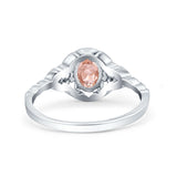 Art Deco Oval Vintage Style Bridal Wedding Engagement Ring Simulated Cubic Zirconia 925 Sterling Silver