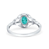 Art Deco Oval Vintage Style Bridal Wedding Engagement Ring Simulated Cubic Zirconia 925 Sterling Silver