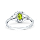 Art Deco Oval Vintage Style Bridal Wedding Engagement Ring Simulated Cubic Zirconia 925 Sterling Silver