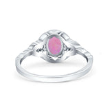 Art Deco Oval Vintage Style Bridal Wedding Engagement Ring Simulated Cubic Zirconia 925 Sterling Silver