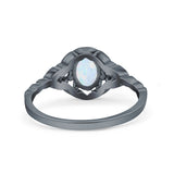 Art Deco Oval Vintage Style Bridal Wedding Engagement Ring Simulated Cubic Zirconia 925 Sterling Silver