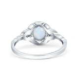 Art Deco Oval Vintage Style Bridal Wedding Engagement Ring Simulated Cubic Zirconia 925 Sterling Silver
