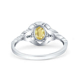 Art Deco Oval Vintage Style Bridal Wedding Engagement Ring Simulated Cubic Zirconia 925 Sterling Silver