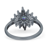 Art Deco Wedding Engagement Bridal Ring Marquise Round Simulated Cubic Zirconia 925 Sterling Silver