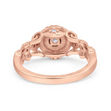 Art Deco Vintage Style Wedding Engagement Ring Band Round Simulated Cubic Zirconia 925 Sterling Silver