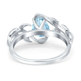 Art Deco Leaves Pear Vintage Style Bridal Wedding Engagement Ring Round Simulated Cubic Zirconia 925 Sterling Silver