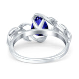 Art Deco Leaves Pear Vintage Style Bridal Wedding Engagement Ring Round Simulated Cubic Zirconia 925 Sterling Silver
