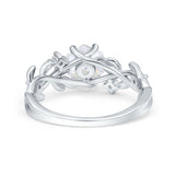 Hexagon Vintage Style Wedding Engagement Ring Round Simulated Cubic Zirconia 925 Sterling Silver