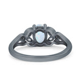 Oval Art Deco Bridal Wedding Engagement Ring Marquise Round Simulated Cubic Zirconia 925 Sterling Silver