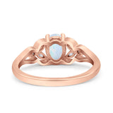 Oval Art Deco Bridal Wedding Engagement Ring Marquise Round Simulated Cubic Zirconia 925 Sterling Silver