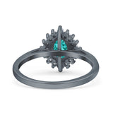 Halo Oval Art Deco Bridal Wedding Engagement Ring Simulated Cubic Zirconia 925 Sterling Silver