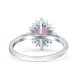 Halo Oval Art Deco Bridal Wedding Engagement Ring Simulated Cubic Zirconia 925 Sterling Silver