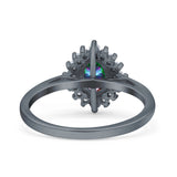 Halo Oval Art Deco Bridal Wedding Engagement Ring Simulated Cubic Zirconia 925 Sterling Silver