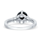 Art Deco Wedding Bridal Ring Round Simulated Cubic Zirconia 925 Sterling Silver