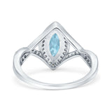 Art Deco Bridal Wedding Engagement Ring Marquise Round Simulated Cubic Zirconia 925 Sterling Silver