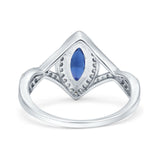 Art Deco Bridal Wedding Engagement Ring Marquise Round Simulated Cubic Zirconia 925 Sterling Silver