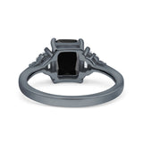 Emerald Cut Art Deco Bridal Wedding Engagement Ring Baguette Simulated Cubic Zirconia 925 Sterling Silver