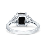 Emerald Cut Art Deco Bridal Wedding Engagement Ring Baguette Simulated Cubic Zirconia 925 Sterling Silver