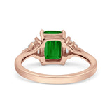 Emerald Cut Art Deco Bridal Wedding Engagement Ring Baguette Simulated Cubic Zirconia 925 Sterling Silver