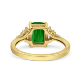 Emerald Cut Art Deco Bridal Wedding Engagement Ring Baguette Simulated Cubic Zirconia 925 Sterling Silver