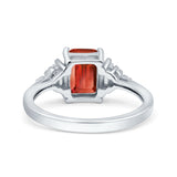 Emerald Cut Art Deco Bridal Wedding Engagement Ring Baguette Simulated Cubic Zirconia 925 Sterling Silver