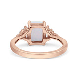 Emerald Cut Art Deco Bridal Wedding Engagement Ring Baguette Simulated Cubic Zirconia 925 Sterling Silver