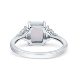 Emerald Cut Art Deco Bridal Wedding Engagement Ring Baguette Simulated Cubic Zirconia 925 Sterling Silver