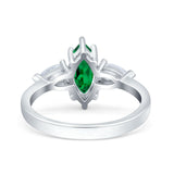 Marquise Art Deco Bridal Wedding Engagement Ring Pear Simulated Cubic Zirconia 925 Sterling Silver