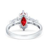 Marquise Art Deco Bridal Wedding Engagement Ring Pear Simulated Cubic Zirconia 925 Sterling Silver