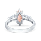 Marquise Art Deco Bridal Wedding Engagement Ring Pear Simulated Cubic Zirconia 925 Sterling Silver