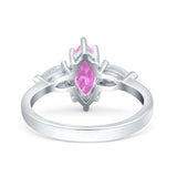Marquise Art Deco Bridal Wedding Engagement Ring Pear Simulated Cubic Zirconia 925 Sterling Silver