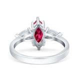 Marquise Art Deco Bridal Wedding Engagement Ring Pear Simulated Cubic Zirconia 925 Sterling Silver