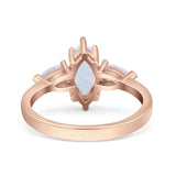 Marquise Art Deco Bridal Wedding Engagement Ring Pear Simulated Cubic Zirconia 925 Sterling Silver