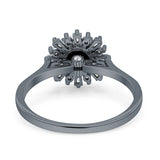 Art Deco Wedding Bridal Ring With Baguette And Round Simulated Cubic Zirconia Stones 925 Sterling Silver
