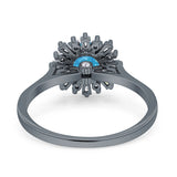 Art Deco Wedding Bridal Ring With Baguette And Round Simulated Cubic Zirconia Stones 925 Sterling Silver