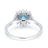 Art Deco Wedding Bridal Ring With Baguette And Round Simulated Cubic Zirconia Stones 925 Sterling Silver