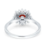 Art Deco Wedding Bridal Ring With Baguette And Round Simulated Cubic Zirconia Stones 925 Sterling Silver