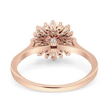 Art Deco Wedding Bridal Ring With Baguette And Round Simulated Cubic Zirconia Stones 925 Sterling Silver