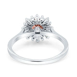 Art Deco Wedding Bridal Ring With Baguette And Round Simulated Cubic Zirconia Stones 925 Sterling Silver