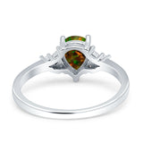 Teardrop Pear Shape Wedding Engagement Ring Simulated Cubic Zirconia 925 Sterling Silver