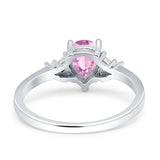 Teardrop Pear Shape Wedding Engagement Ring Simulated Cubic Zirconia 925 Sterling Silver