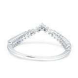 Curve Shape Leaf Design Wedding Engagement Ring Round Simulated Cubic Zirconia 925 Sterling Silver