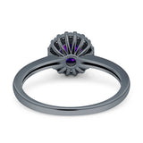 Art Deco Wedding Bridal Ring Halo Round Simulated Cubic Zirconia Stones 925 Sterling Silver